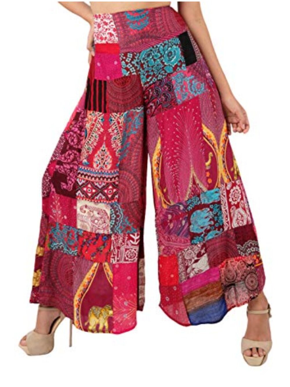 Women's Patchwork Wide Leg Palazzo Pants Yoga Harem Trousers